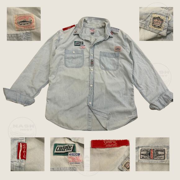 Rare Vintage Chipie Patch Denim Shirt | Made in France, Collectible 80s/90s - Picture 1 of 15